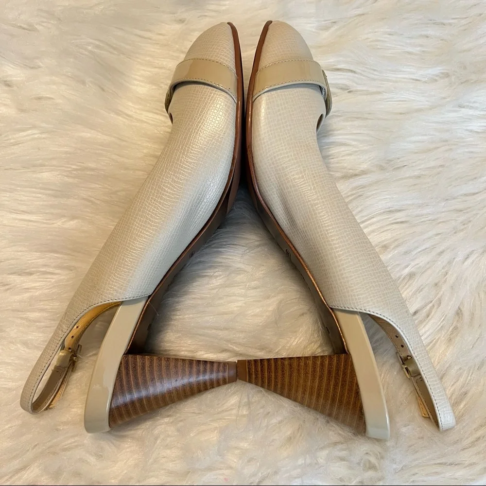 Cole Haan Nike Air Technology sling back Peep Toe Heels buckle detail Size 8 1/2